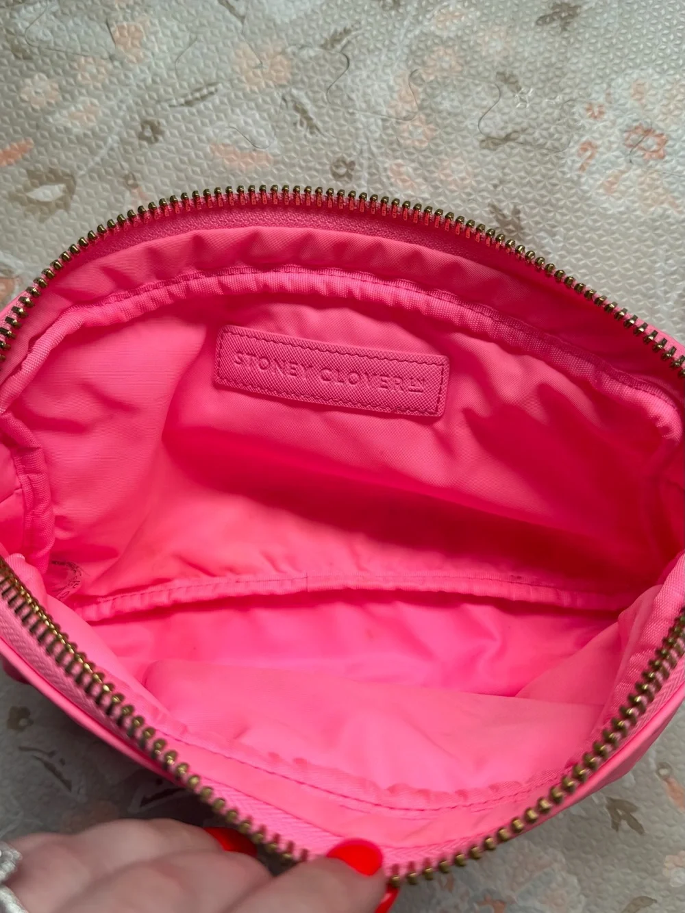 Stoney Clover Lane Pink 'Stuff' Embroidered Small Pouch in Bubblegum